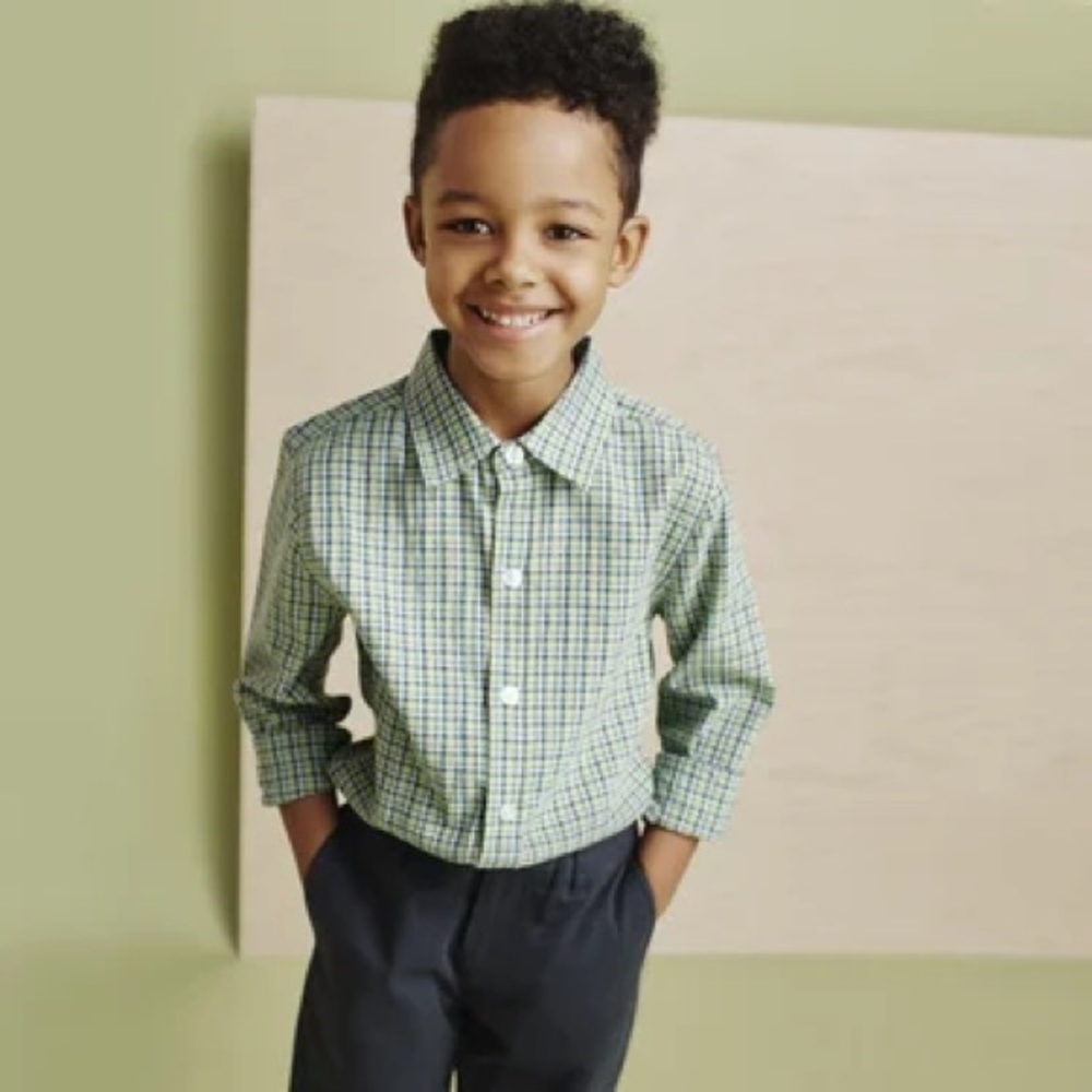 Maisonette Kids Maison Me Max Button Down Green Check